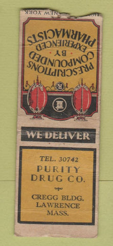 Matchbook Cover - Purity Drug Lawrence MA WORN BOBTAIL
