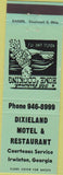 Matchbook Cover - Dixieland Motel Restaurant Irwinton GA