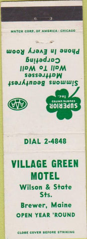 Matchbook Cover - Village Green Motel Brewer ME