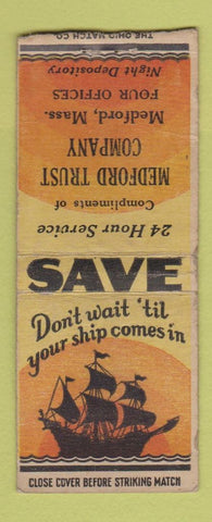 Matchbook Cover - Medford Trust Company MA WEAR BOBTAIL