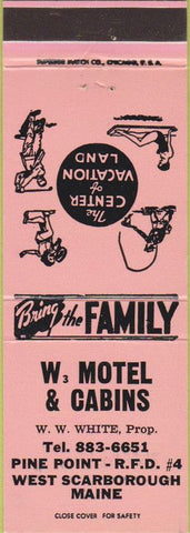 Matchbook Cover - W Motel Cabins West Scarborough ME