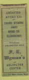 Matchbook Cover - FE Wyman's Arlington Center MA? POOR BOBTAIL