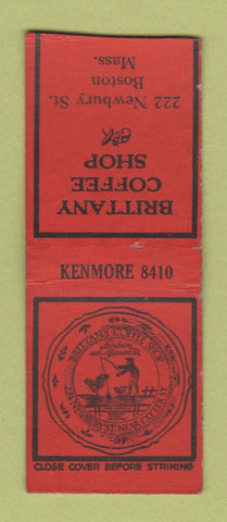 Matchbook Cover - Brittany Coffee Shop Boston MA BOBTAIL