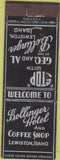 Matchbook Cover - Bollinger Hotel Coffee Lewiston ID Federal CREASES