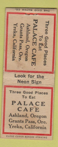 Matchbook Cover - Palace Cafe Yreka CA WEAR BOBTAIL