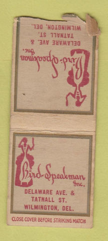 Matchbook Cover - Bird Speakman Wilmington DE BOBTAIL
