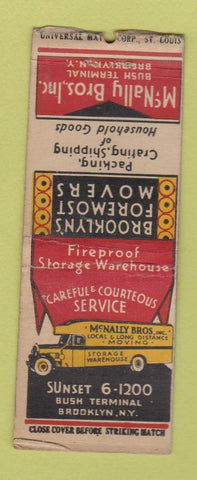 Matchbook Cover - McNally Bros Brooklyn NY Moving WORN BOBTAIL