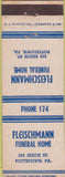 Matchbook Cover - Fleischmann Funeral Home Pottstown PA