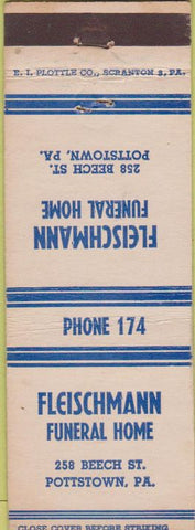 Matchbook Cover - Fleischmann Funeral Home Pottstown PA