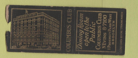 Matchbook Cover - Columbus Club Brooklyn NY WEAR BOBTAIL