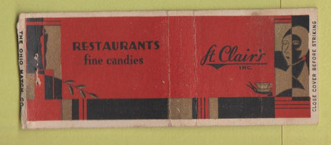 Matchbook Cover - St Clair's Restaurants candy deco girlie WEAR BOBTAIL