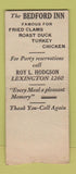Matchbook Cover - Bedford Inn MA WEAR BOBTAIL