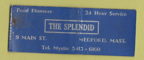 Matchbook Cover - The Splendid Medford MA restaurant WORN BOBTAIL