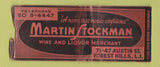 Matchbook Cover - Martin Stockman Liquor Forest Hills LI NY WEAR BOBTAIL
