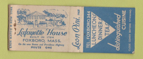 Matchbook Cover - Lafayette House Foxboro MA BOBTAIL
