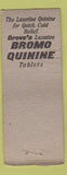 Matchbook Cover - Grove's Bromo Quinine Laxative St Louis MO WEAR BOBTAIL