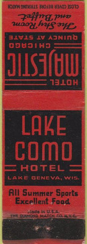 Matchbook Cover - Hotel Majestic Lake Como Chicago IL WEAR