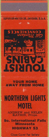 Matchbook Cover - Northern Lights Motel South International Falls MN