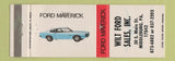 Matchbook Cover - Wilt Ford Sales Maverick Middleburg PA