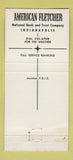 Matchbook Cover - American Fletcher Bank Trust Indianapolis IN 30 Strike
