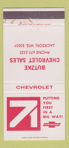 Matchbook Cover - 1971 Chevrolet Butzke Jackson WI WEAR 30 Strike
