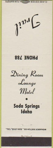 Matchbook Cover - Trail Motel Lounge Soda Springs ID