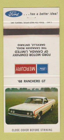 Matchbook Cover - 1968 Ford Mercury Ranchero GT Oakville ON WEAR 30 Strike