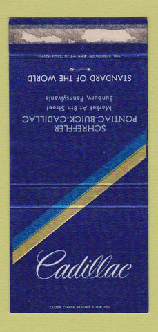 Matchbook Cover - Schreffler Pontiac Buick Cadillac Sunbury PA POOR 30 Strike