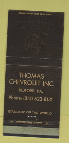 Matchbook Cover - Thomas Chevrolet Cadillac Bedford PA 70th 30 Strike