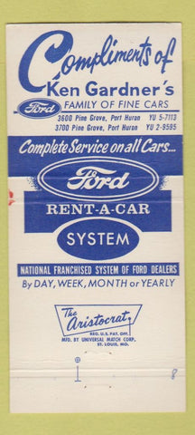Matchbook Cover - Ken Gardner Ford Port Huron MI 30 Strike