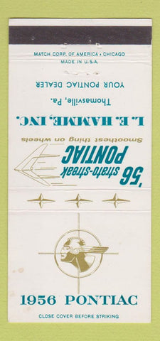 Matchbook Cover - 1956 Pontiac LE Hamme Thomasville PA 30 Strike