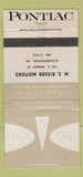 Matchbook Cover - Risser Pontiac Elizabethtown PA Fernando WORN 1961 30 Strike
