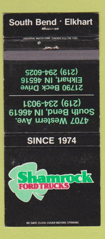 Matchbook Cover - Shamrock Ford Trucks South Bend Elkhart IN 30 Strike