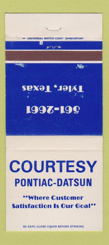 Matchbook Cover - Courtesy Pontiac Datsun Tyler TX WEAR 30 Strike