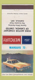 Matchbook Cover - Ford Mercury Marquis Oakville ON 30 Strike