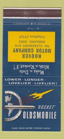 Matchbook Cover - Oldsmobile Rocket Hoover Motors Ashland OH 30 Strike