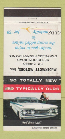 Matchbook Cover - 1959 Oldsmobile McDermott Danville PA WORN 30 Strike
