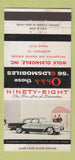 Matchbook Cover - 1956 Oldsmobile 98 Wolk Boyertown PA WEAR 30 Strike