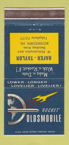 Matchbook Cover - Oldsmobile Rocket Hafer Taylor Boyertown PA 30 Strike