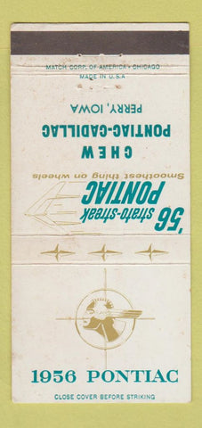 Matchbook Cover - 1956 Pontiac Chew Cadillac Perry IA  WORN 30 Strike