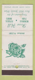 Matchbook Cover - Rose Hill Funeral Home Rocky Hill? CT? WEAR 30 Stick