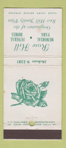 Matchbook Cover - Rose Hill Funeral Home Rocky Hill? CT? WEAR 30 Stick