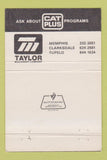 Matchbook Cover - Taylor Caterpillar Tractors Memphis TN 40 Strike