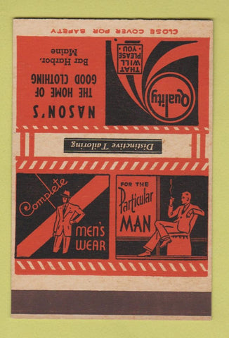 Matchbook Cover - Nason's Men's Clothes Bar Harbor ME SAMPLE 40 Strike