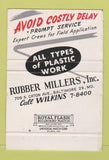 Matchbook Cover - Rubber Millers Plastic Linings Baltimore MD WEAR 40 Strike