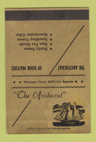 Matchbook Cover - The Aristocrat Matches SAMPLE WEAR 40 Strike