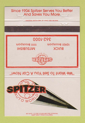 Matchbook Cover - Spitzer Auto World Buick Mitsubishi Sheffield OH 40 Strike