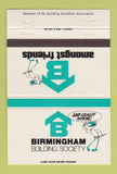 Matchbook Cover - Birmingham Building Society UK 40 Strike