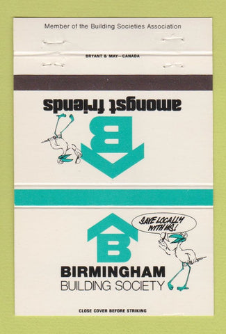Matchbook Cover - Birmingham Building Society UK 40 Strike
