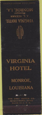 Matchbook Cover - Virginia Hotel Monroe LA